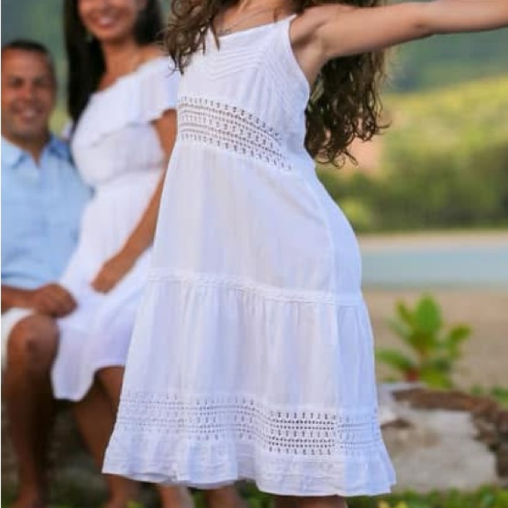 Charming White Lace Kids Maxi Dress